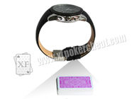 Black Leather Strap Wrist Watch Spy Camera Máy quét Xúc xích Để Side-Marks Playing Cards